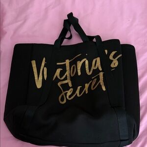 Victoria's Secret Black Tote with Gold Lettering